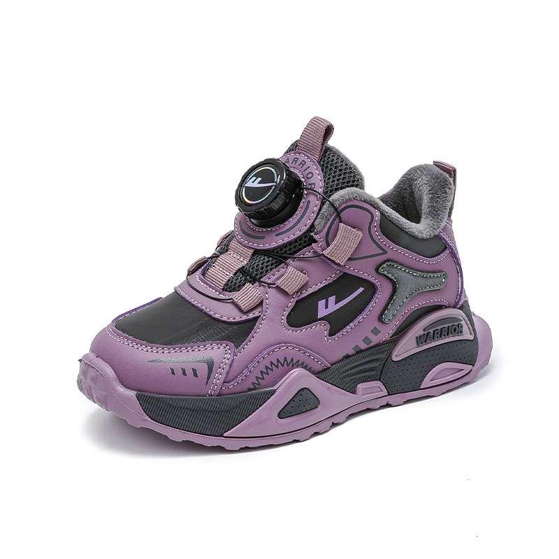 Huili nuevo color de cuero combinado con zapatos deportivos de lana de alto valor exterior zapatos casuales cómodos zapatos de algodón de moda universal para niños