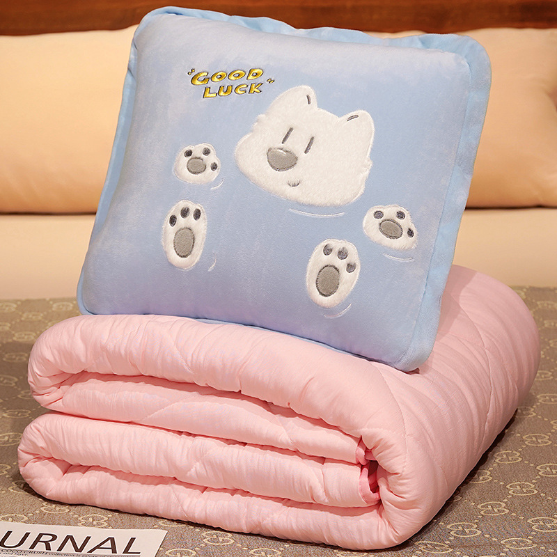 Almohada engrosada edredón de doble uso Oficina plegable siesta almohada manta dos-en-uno sofá coche almohada Coche