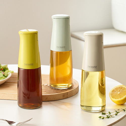 Self-designed automatic opening and closing oil pot glass oil bottle kitchen food grade condiment bottle without oil hanging gravity oil pot