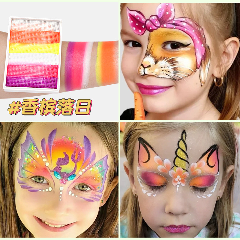 50g 6 colores a juego Arco Iris tira cara pintura a base de agua color a juego pigmento lavable cuerpo Arco Iris Cara color cubierta