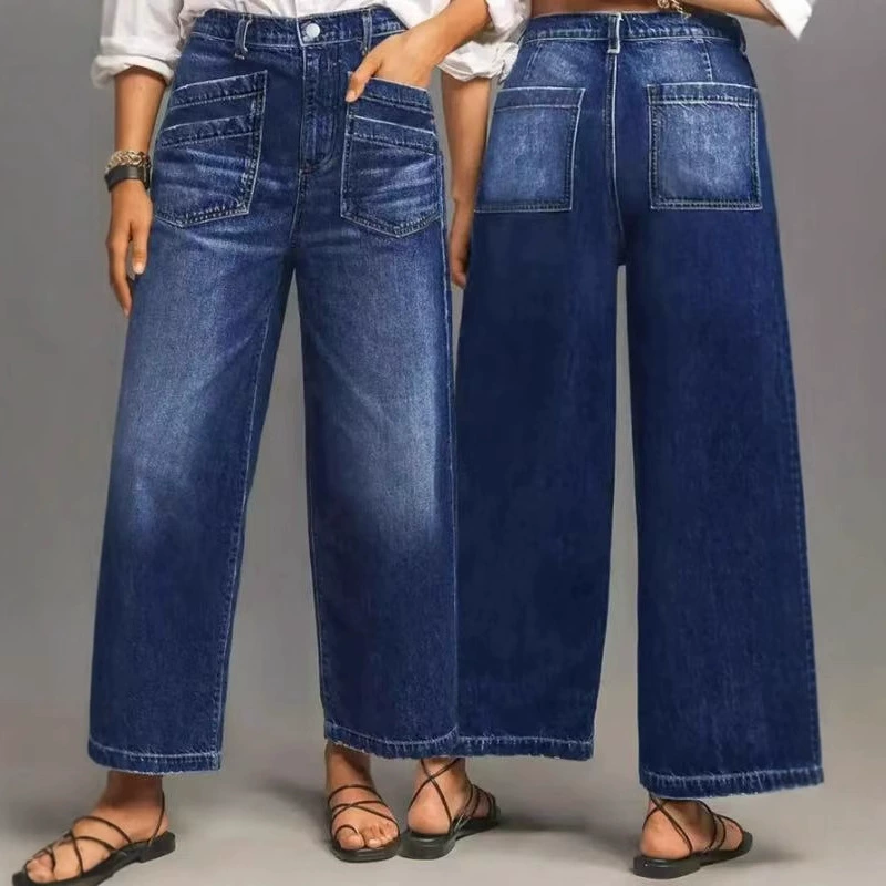 Широкие джинсы свободного кроя, лето 2025, модные, стильные, женские, ретро, средней посадки, утягивающие