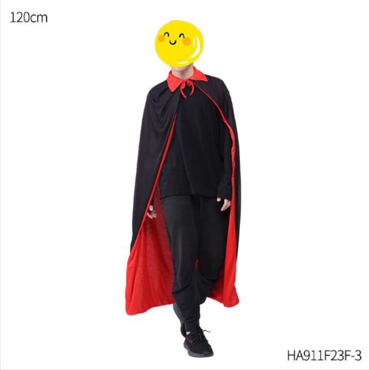 Capa de Halloween Accesorios de disfraces de maquillaje para adultos para niños Capa de muerte de cuello alto de cara roja y negra