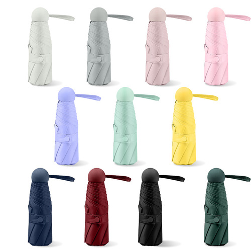 Mini five-fold umbrella, portable pocket sun capsule umbrella, vinyl sunscreen umbrella, ultra-light advertising umbrella, customized