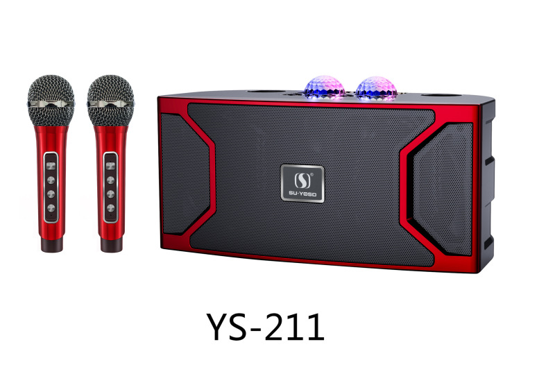 新しいYS-211 bluetoothスピーカーのハイパワーk歌重サブウーファ音響には、ワイヤレスマイクとledフラッシュがついています|undefined