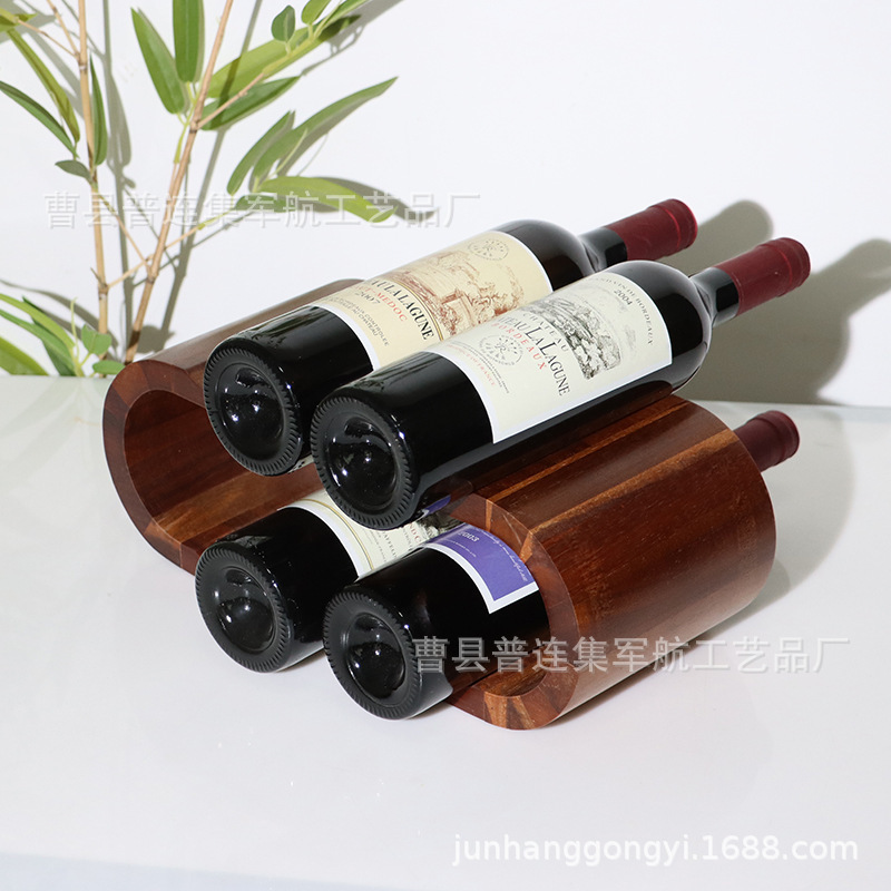 跨境木质双层红酒收纳架桌面红酒存储架椭圆木制红酒陈列架|undefined