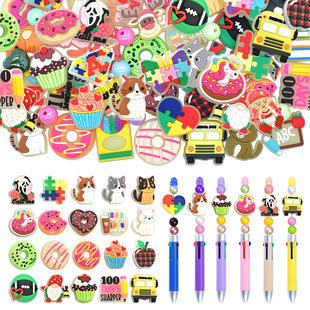 Creative Hot-Selling Luminous Cartoon Focus Beads Multi-Functional Pvc Soft Rubber Double-Sided Ballpoint Pen Handmade Beads Ready for Sale