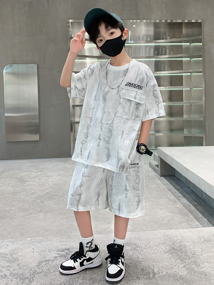 男童夏装套装2025新款夏款中大儿童男孩短袖运动痞帅气两件套批发