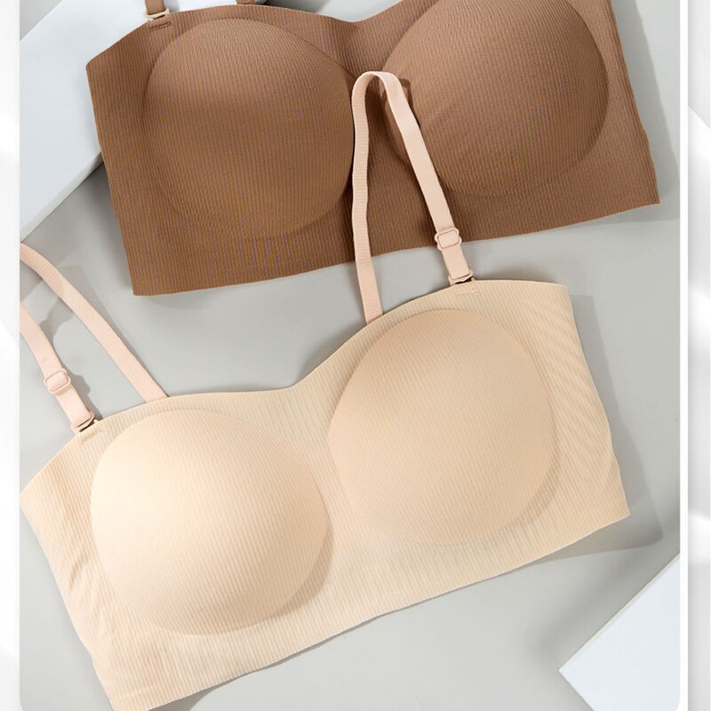 Strapless Bra for Women, Non-Slip, Push-Up, Small Bust Enhancement, Thin Top and Thick Bottom, Seamless, Wireless, Invisible Bra