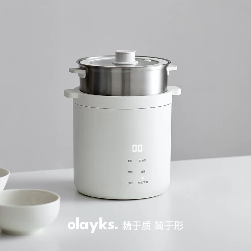 欧莱克迷你电饭煲OLK-05-02多功能小不锈钢内胆一人食电饭锅1.2L|undefined