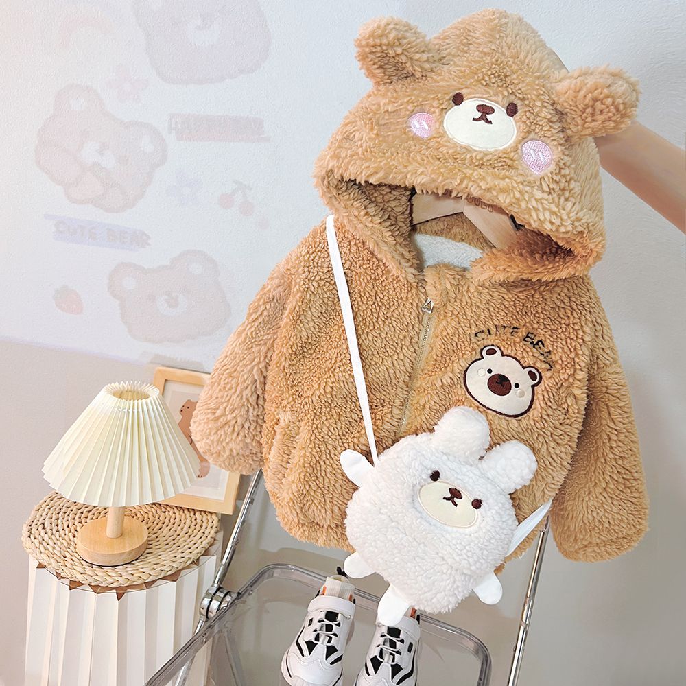 男女宝宝冬季外套加绒加厚新款婴儿童毛毛衣保暖棉服棉袄潮流衣服