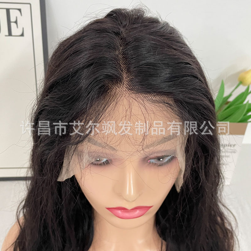 13*4 front lace half hand woven headgear real person hair silk large roll humanhair Xuchang wig factory generation hair