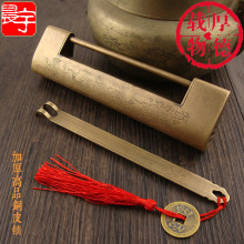 加厚中式老式纯黄铜锁子锁头仿古复古柜门锁头箱盒子横开挂锁铜锁