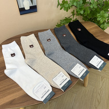 秋冬红薯爆款卡通熊头平纹不勒脚kikiya韩国进口袜子男棉中筒批发