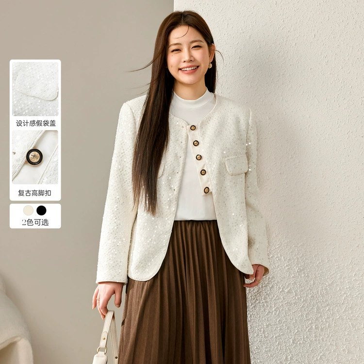 Блестящий и красивый большой размер женской леди элегантный и шикарный блестящий стильный пиджак жирный mm2024 осенний костюм новый