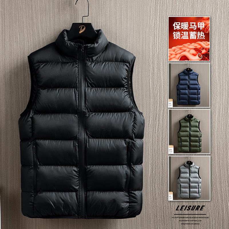 Chaleco masculino otoño y invierno nuevo caballo de algodón plumón clip hombre deportivo de ocio hombro grueso abrigo cálido ropa de hombre transfronteriza