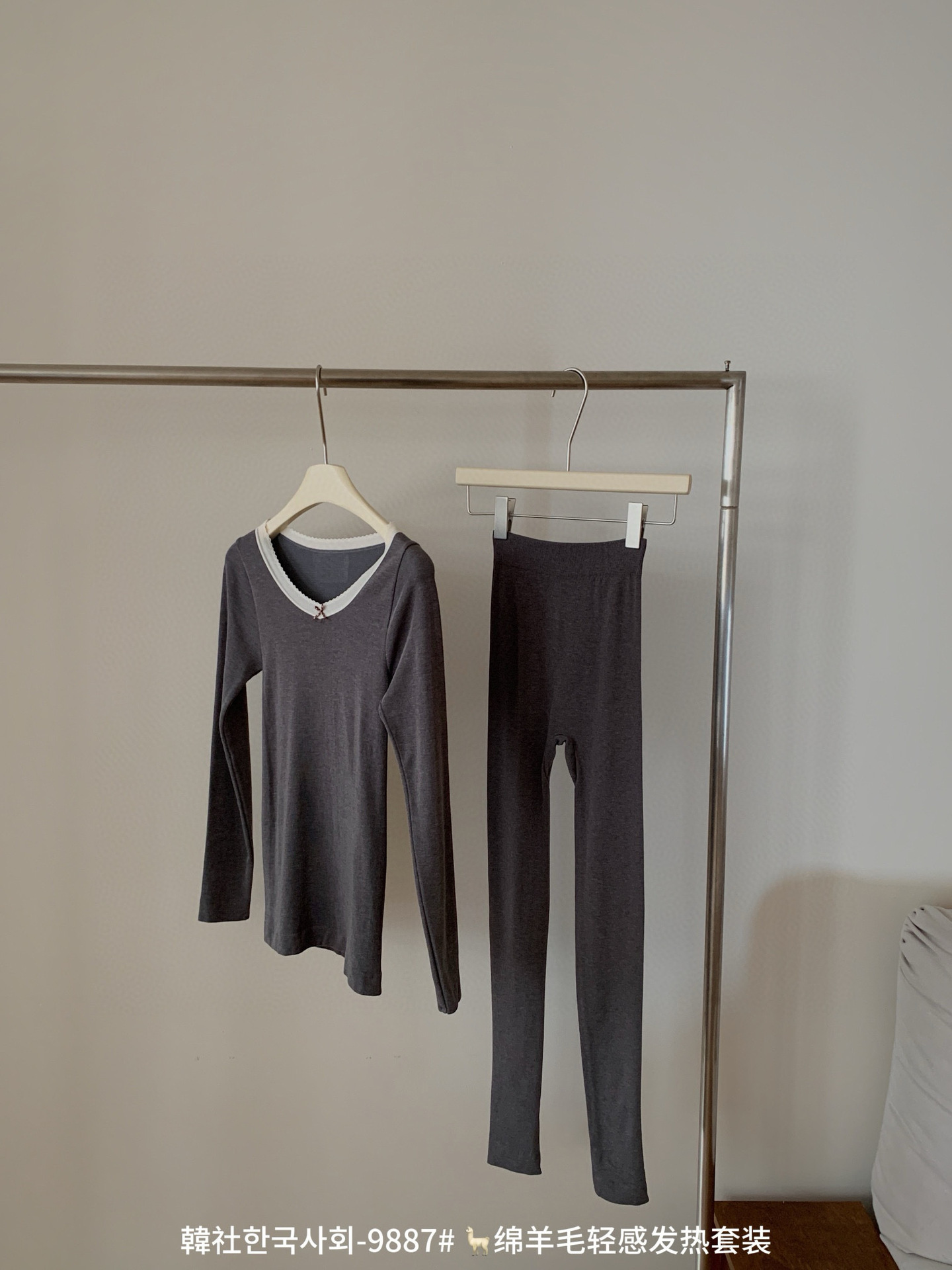 Hanhe 9887 lana de oveja ligera calor conjunto de invierno otoño cuerpo de belleza microplástico caderas abdominales delgada ropa interior cálida mujer