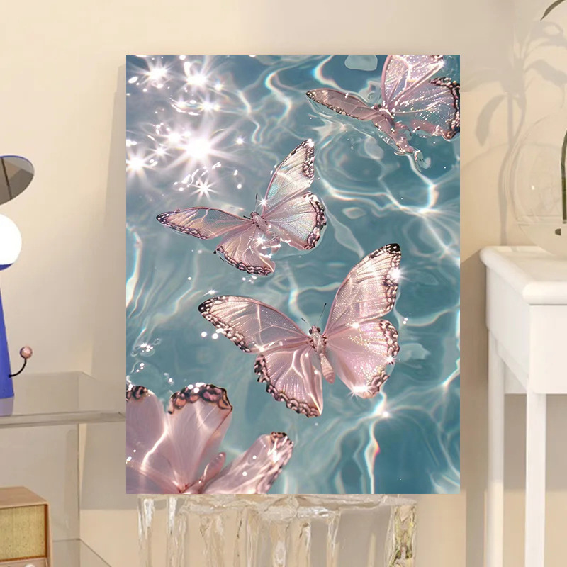 デジタル油絵diy油彩画手描きデジタル画蝶風景人物塗り絵客間寝室装飾画|undefined