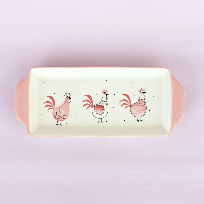 Pollo de Pascua transfronterizo platos de cerámica de doble oreja en relieve tridimensional platos de postres platos decorativos