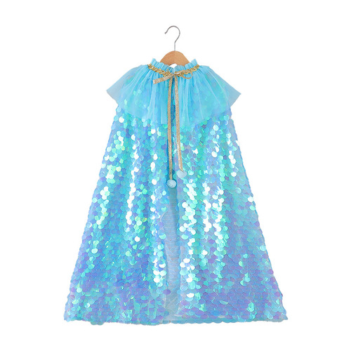 Glitter sequin cloak  new girls Halloween mermaid dress shiny cloak girl going out cloak