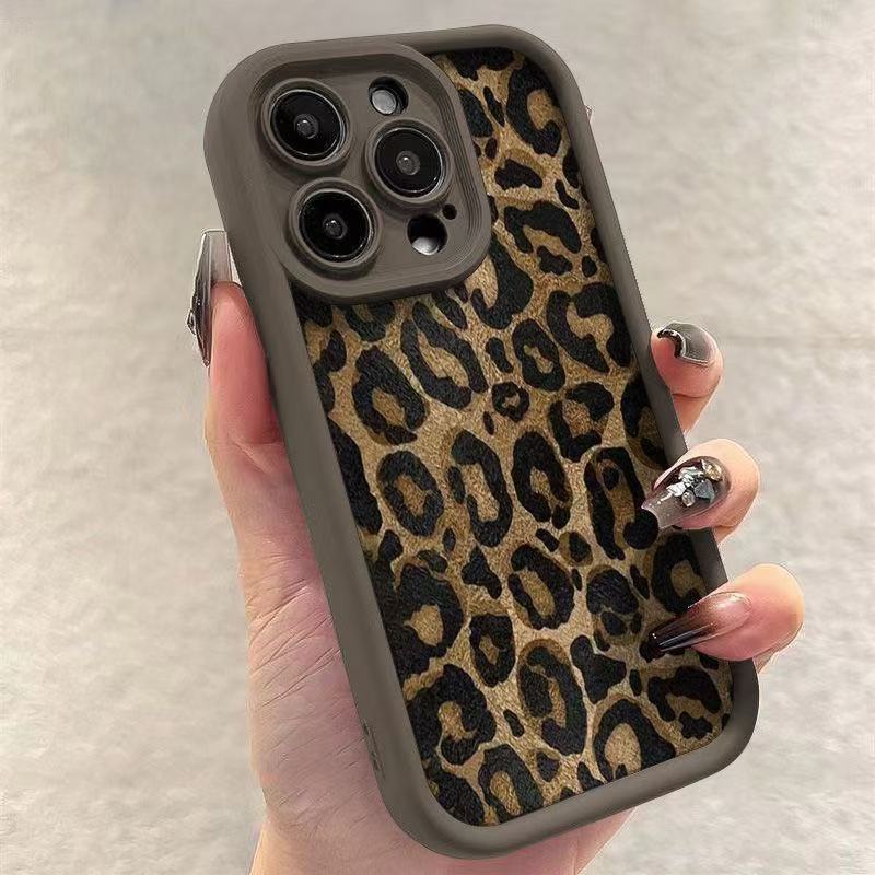 Estampado de leopardo retro para iphone16pro funda para teléfono móvil Apple 15 anti-caída 14 retro 13promax nuevo 12x