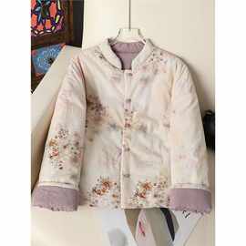 新中式妈妈秋冬装双面穿小棉衣中老年阔太太唐装棉服外套轻便棉袄