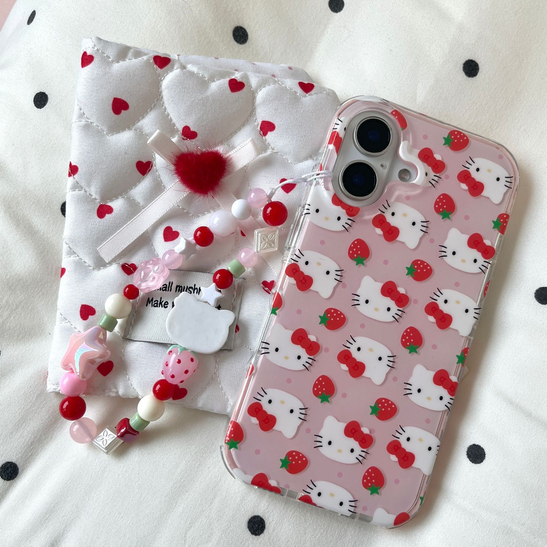 Corazón de niña linda pantalla completa KT cat para Apple 16ProMax funda para teléfono móvil 15Pro cadena 14/13 nuevo 15PM