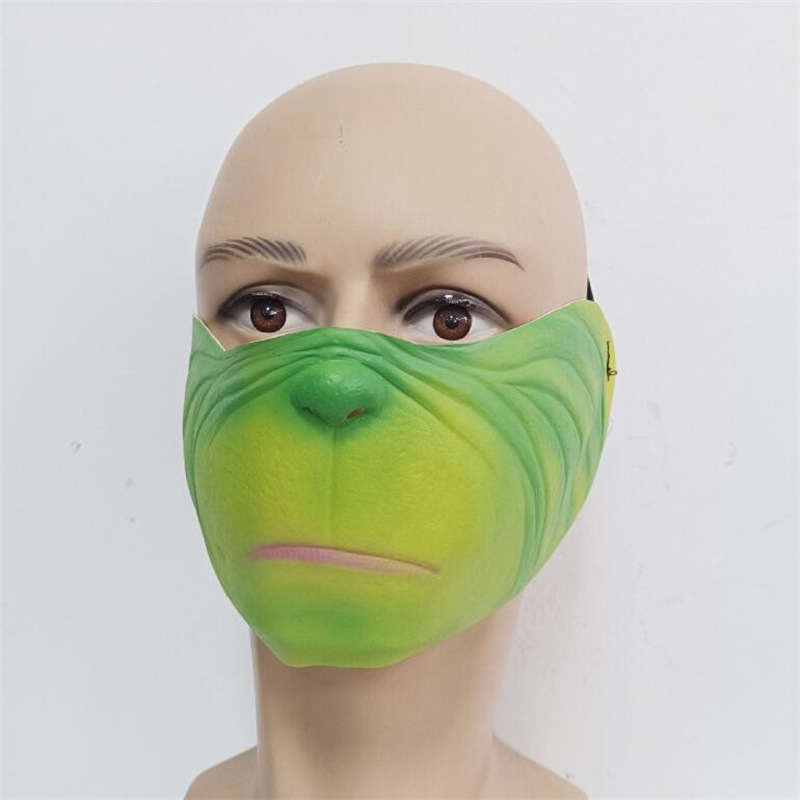 Halloween Cosplay Natale Carnevale Natale Grinch Mezza Maschera Grinch Barba Mostro Verde Maschera Guanti Fantasma_voghion.com