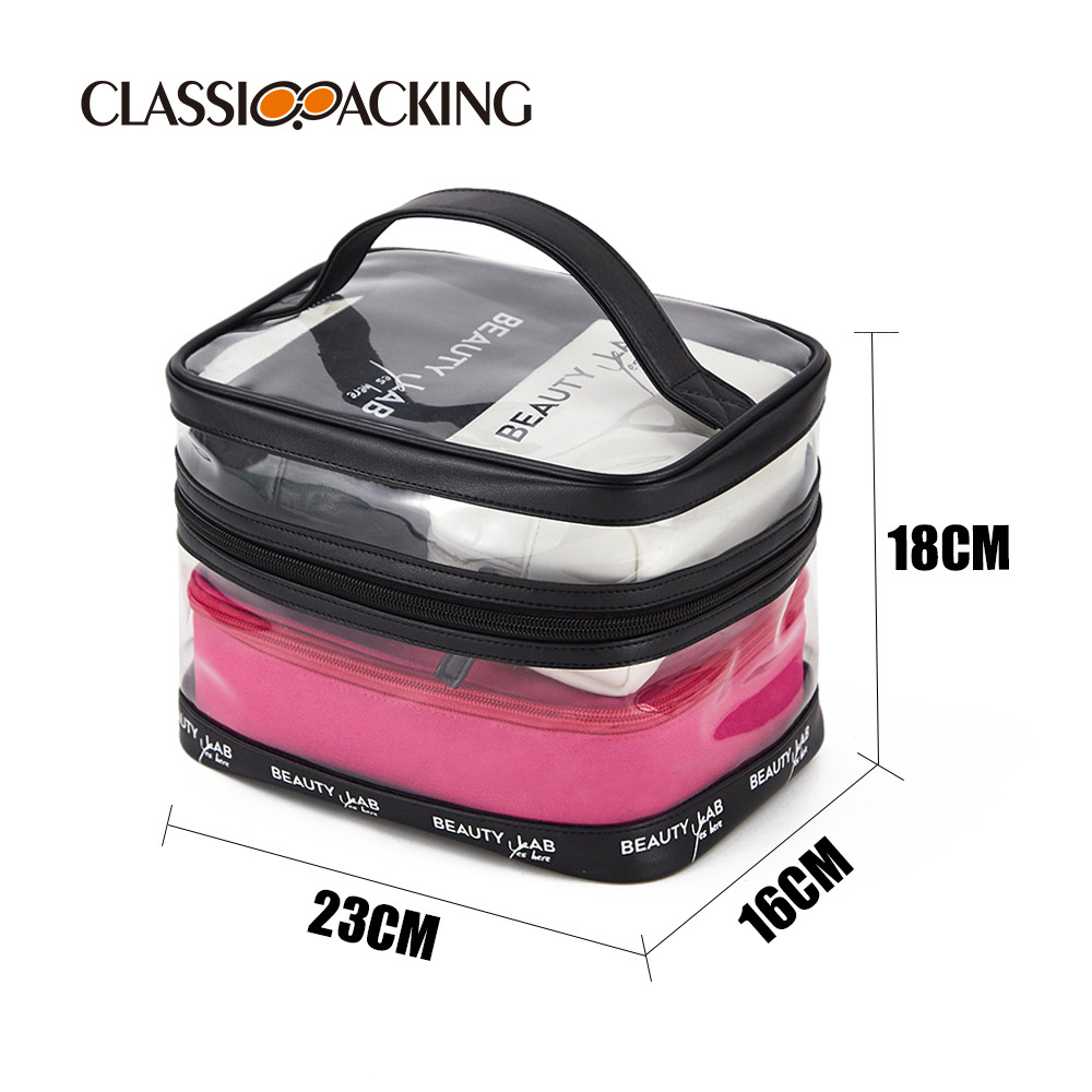 Fábrica al por mayor bolsa de cosméticos transparente de gran capacidad Portátil Bolsa de lavado impermeable multifuncional bolsa de almacenamiento de separación húmeda y seca