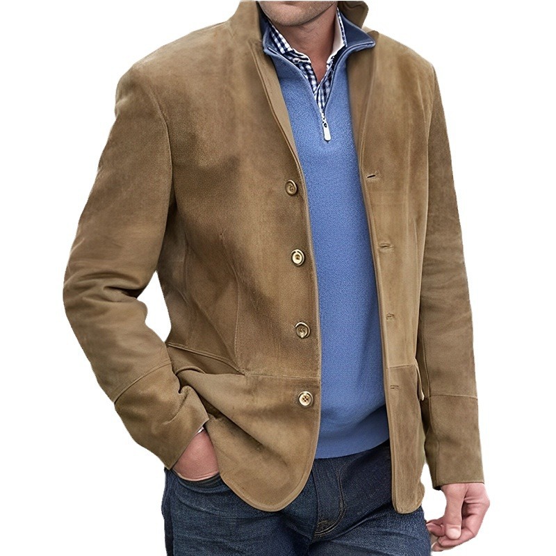 2024 otoño e invierno Amazon Independent Station Wish Comercio exterior europeo y americano transfronterizo nueva solapa retro chaqueta casual para hombres
