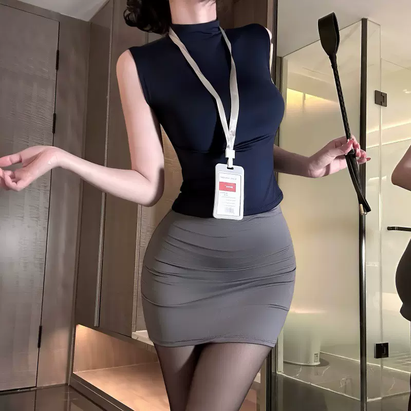 情趣内衣纯欲风辣妹套装女夏季气质御姐修身无袖高腰半身裙