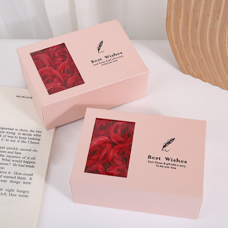 情人节玫瑰花礼盒生日礼物盒项链耳钉戒指手链饰品包装盒可印LOGO