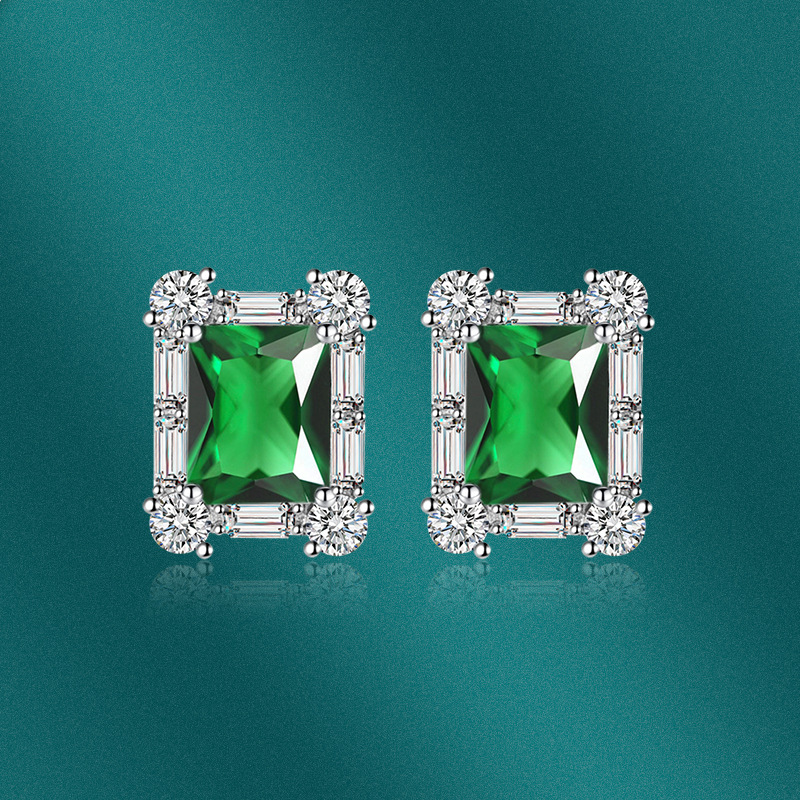 Fashion Geometric Copper Inlay Zircon Ear Studs 1 Pair