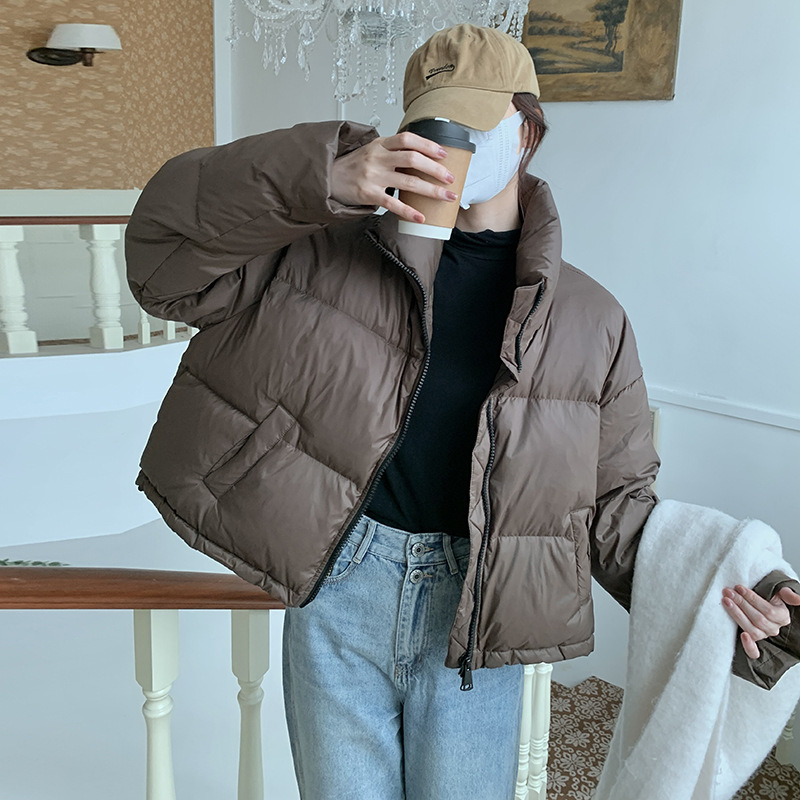 2025欧美棉服女冬加厚立领宽松短款韩版高腰面包服小个子棉衣外套|undefined
