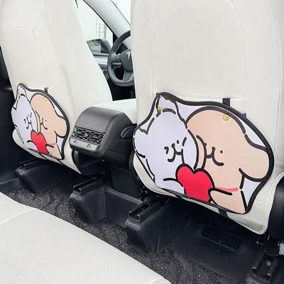 Anti-Dirty Protective Pad Car Rear: Chair back anti-kick pad - two-color-love-line-puppy-anti-kick-pad-2-pieces