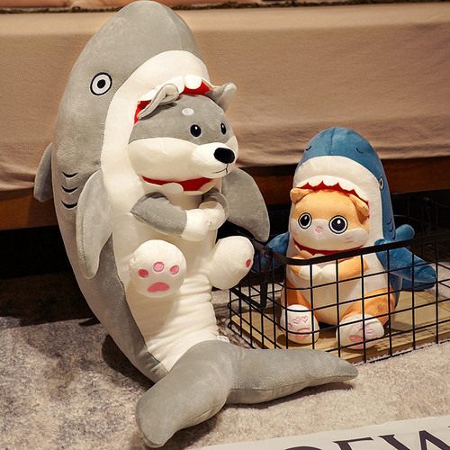 Internet celebrity cute shark cat doll plush toy pillow shark dog doll gives funny gifts to male and female friends