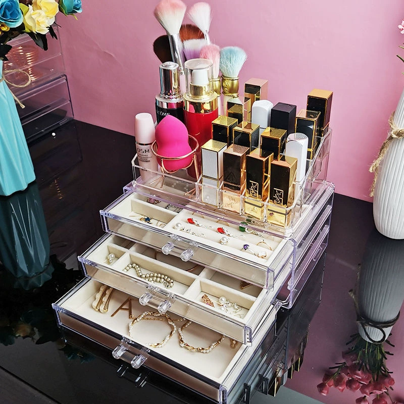 Jewelry Storage Box — Multi-layer 72-Compartment Organizer with Lipstick Top, 3-Drawer