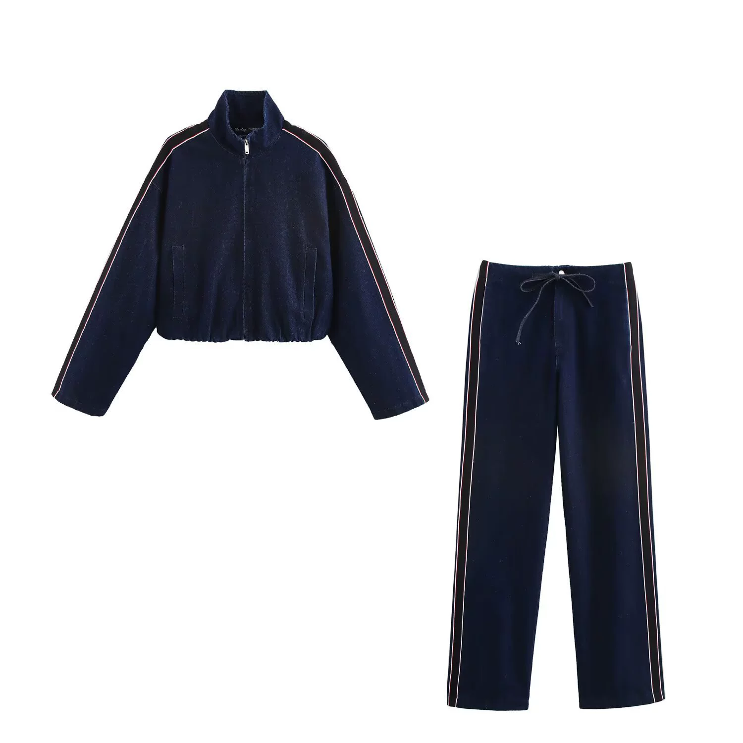 PB & ZA Женское 2025 Новая модель джинсовая куртка в полоску 6929075 Джинсы с резаком 6929011