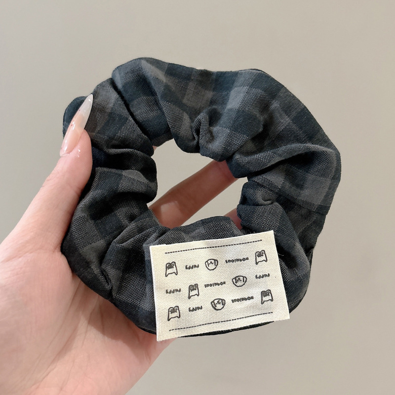 Colegio gris de viento cuadriculado anillo de cabello intestino grueso estudiantes de cabello simple cuerda de cabello universal cuerda de cabello de niña