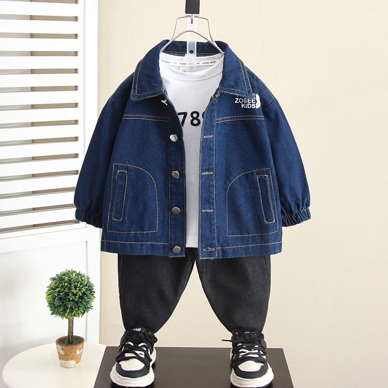 5887 chaqueta de mezclilla para niños 2024 nueva chaqueta coreana de otoño para niños, camisa de manga larga para niños, marea