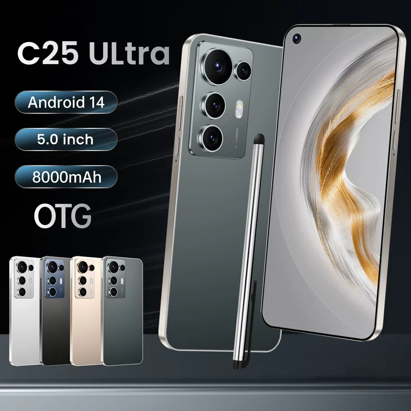 Смартфон и смарт-часы C25 Ultra Elite, 6,8-дюйма FHD, 4G Android, 6800 мА·ч, 50MP+13MP