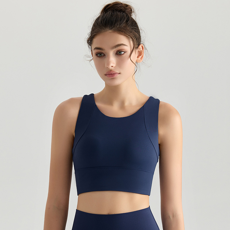 LAHN yoga chaleco de yoga de alta intensidad copa todo en uno parte superior trasera de belleza a prueba de golpes con almohadilla para el pecho fitness largo