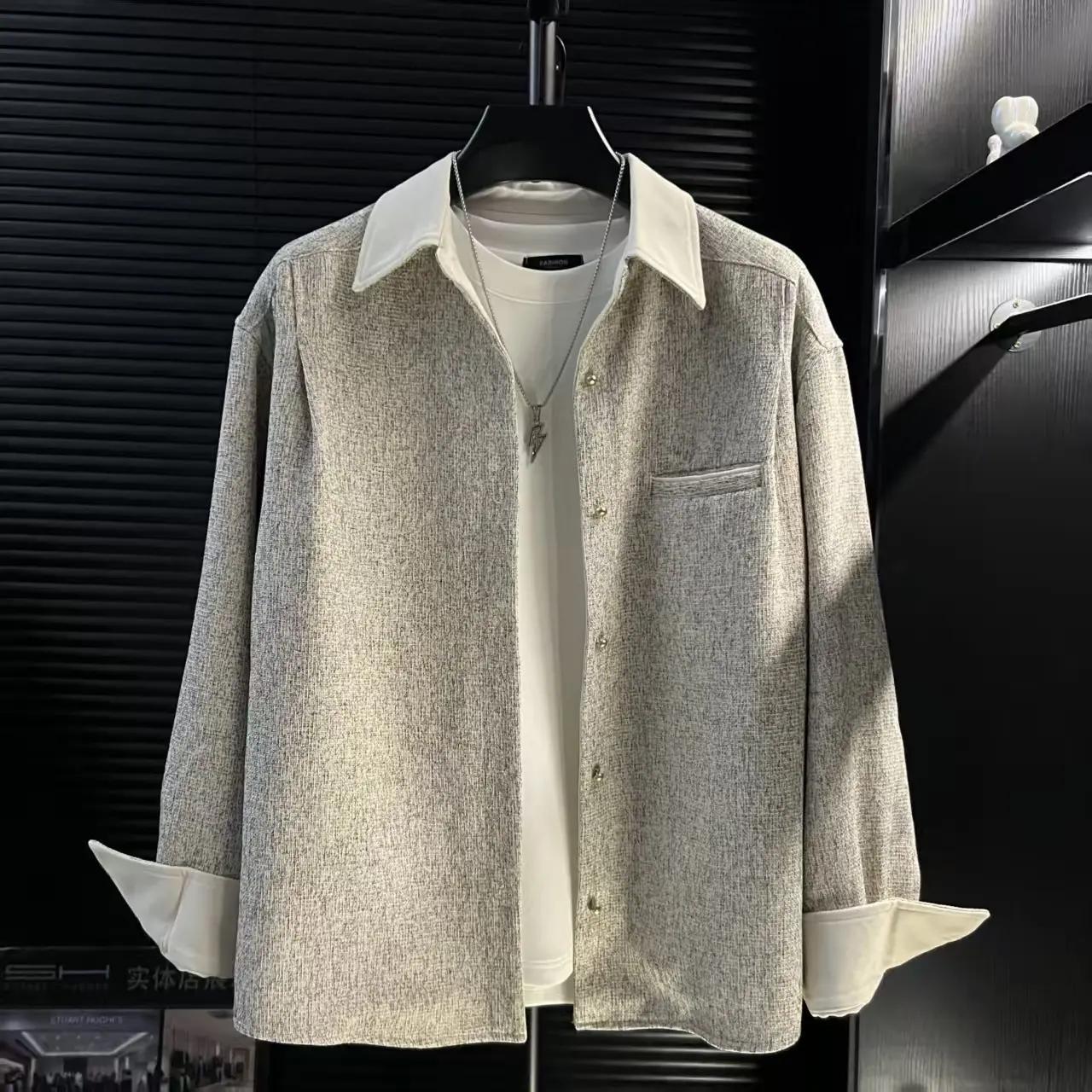 2025 Autumn Long Sleeve Men's Fashion Loose Fit Versatile Korean Style Casual Trendy Brand Men's Shirt