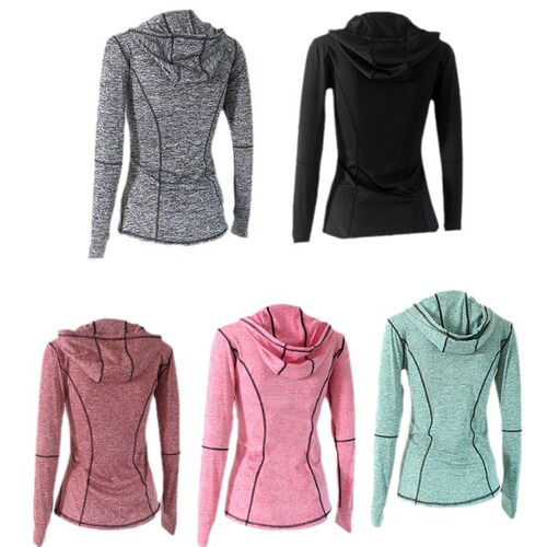 Women's Sport Coat Tight Running Zipper Quick Dry Yoga Suit Hooded Long Sleeve Sports Top Fitness Wear Quick Dry Clothes 