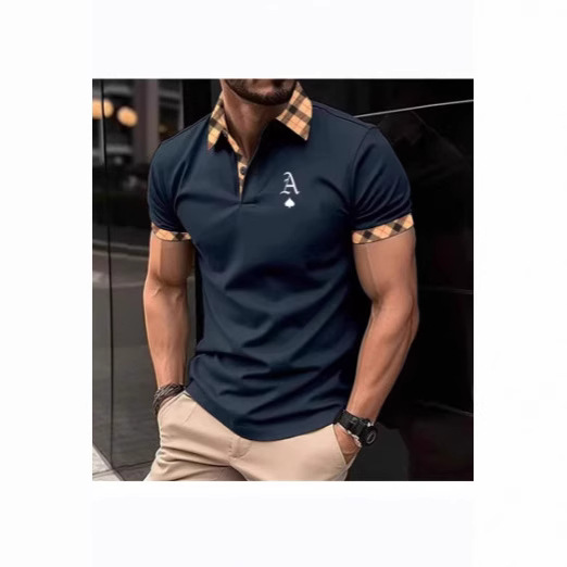 Men's Clothing Slim Fit Short Sleeve Shirt With Fashion Lapel - Breathable Cotton Blend Style T-Shirt_viptrois.com