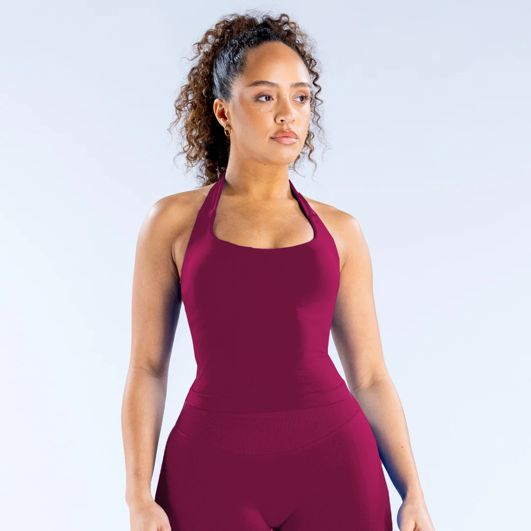 DFYNE Damen Sport-Yoga-Weste mit eckigem Ausschnitt, nahtloses Neckholder-Fitness-Outdoor-Outfit_voghion.com