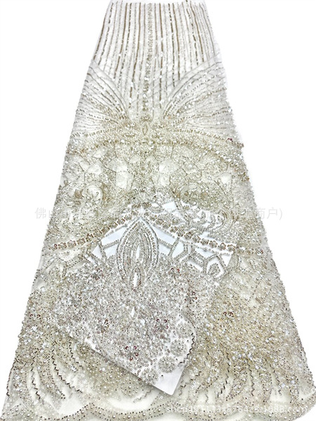 Fabrica directa de fabricación de tejido de bordado de bolsas tridimensionales franceses de alta gama vestido de boda de moda tubo de bordado de perlas tela