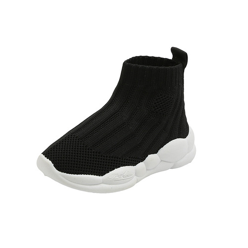  Spring New Boys Socks High-top Sports Shoes Breathable Girls Fly Knit Shoes Korean Style Kids Casual Net Shoes