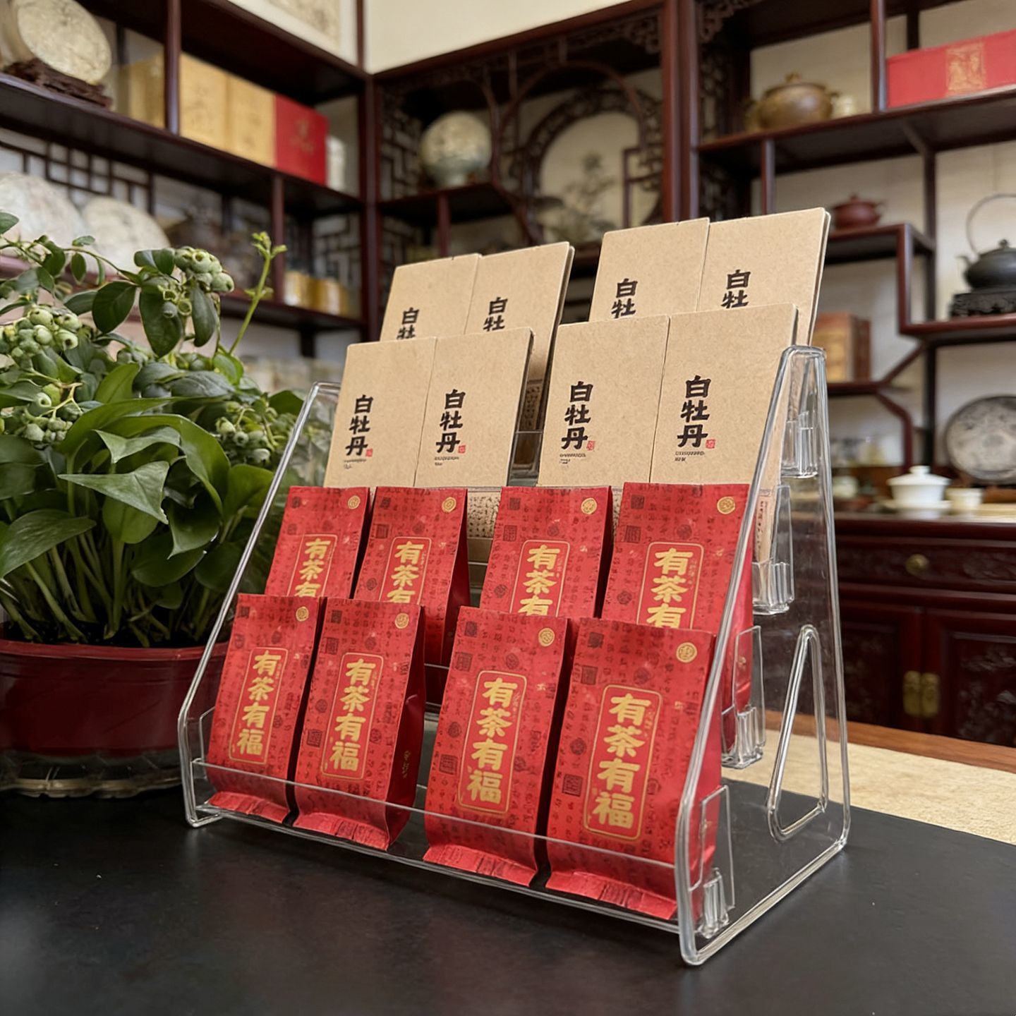 Premium Tea Display Rack, Tea Shop-Specific Rack, Multi-Layer Acrylic Storage Rack, Coffee Bar and Tea Bag Storage