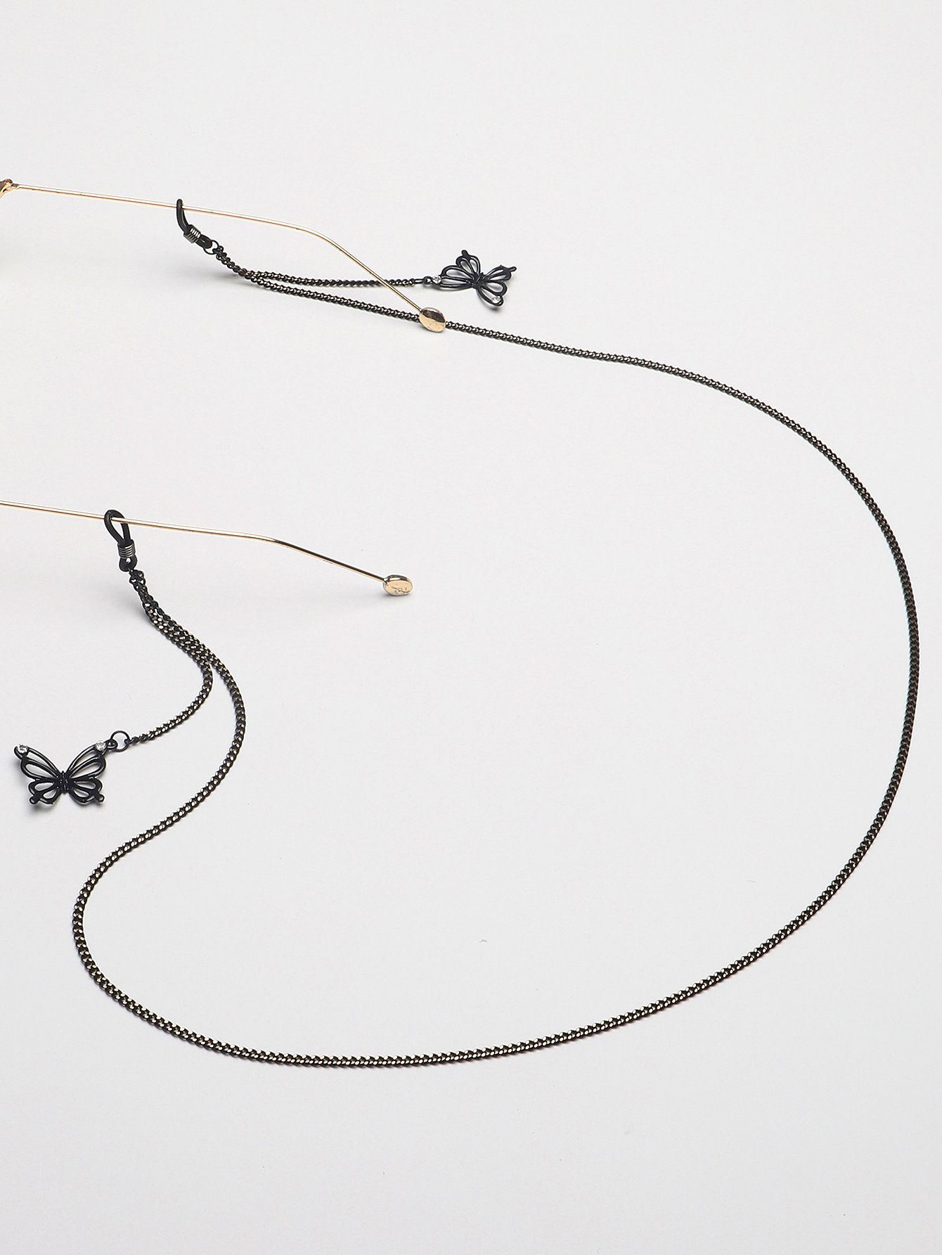 Mode Einfache Schwarze Schmetterlings-anhänger-ketten-sonnenbrille Mit Brillenkette display picture 2