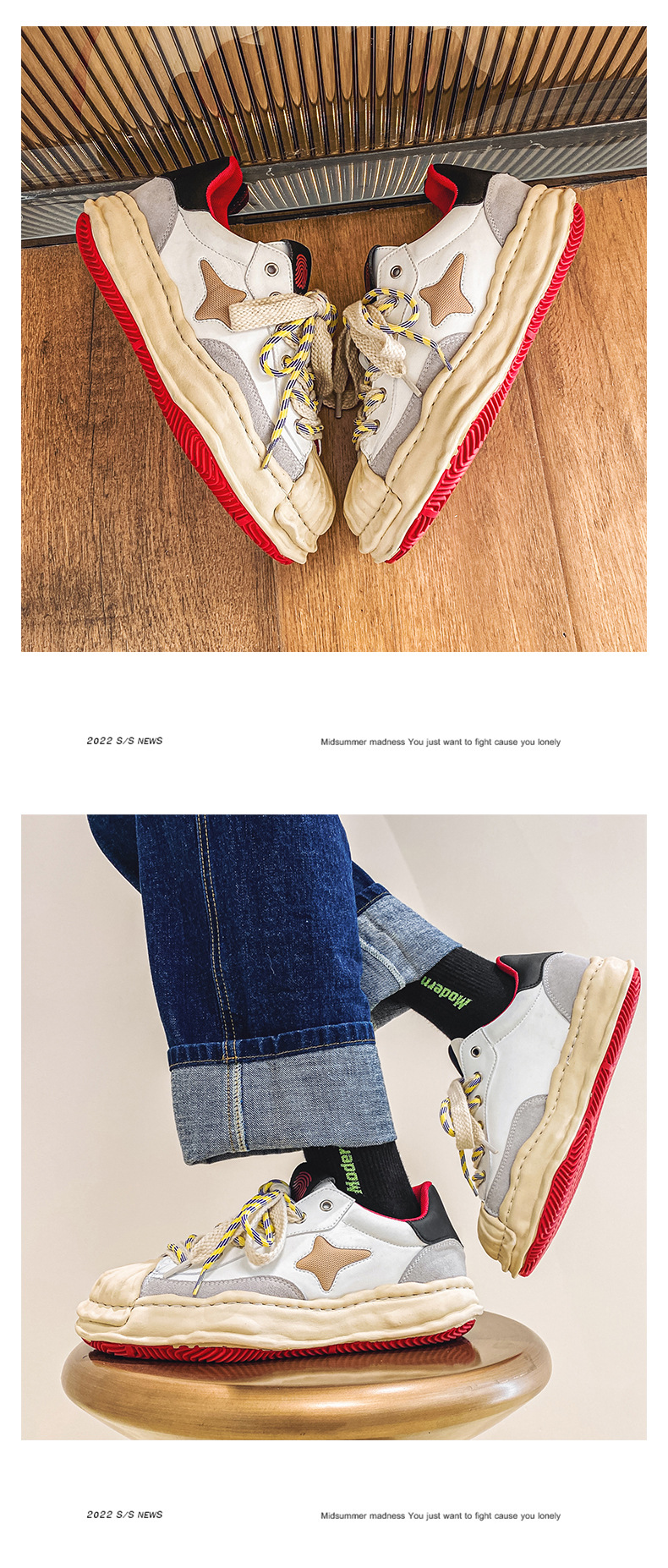 Neues Nischendesign: Sanyuan Kangyu Shell Head Dissolved Koreanische Sport- und Freizeit-Schnürschuhe mit dicker Sohle für Herren_voghion.com